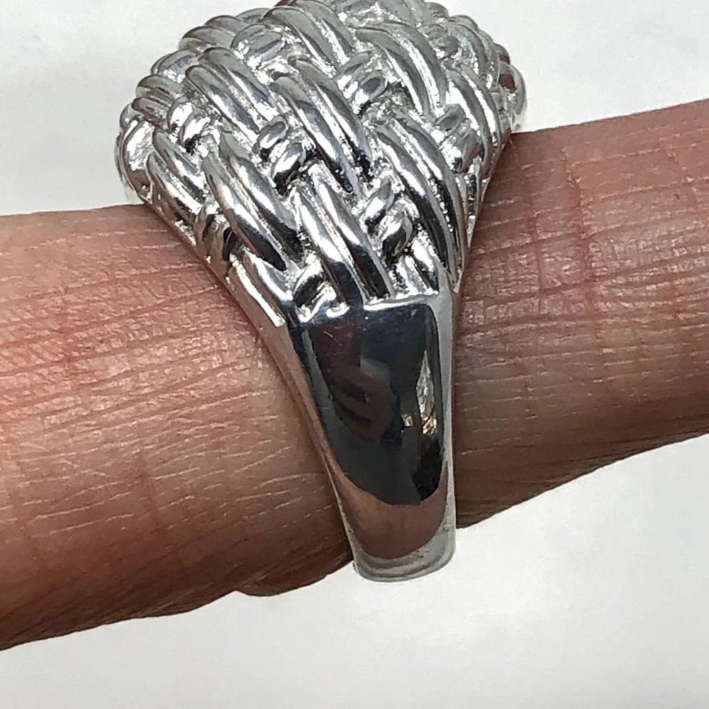 Basket Dome Ring Band Sz 7 Aluminum Arthur Court Signed Jewelry